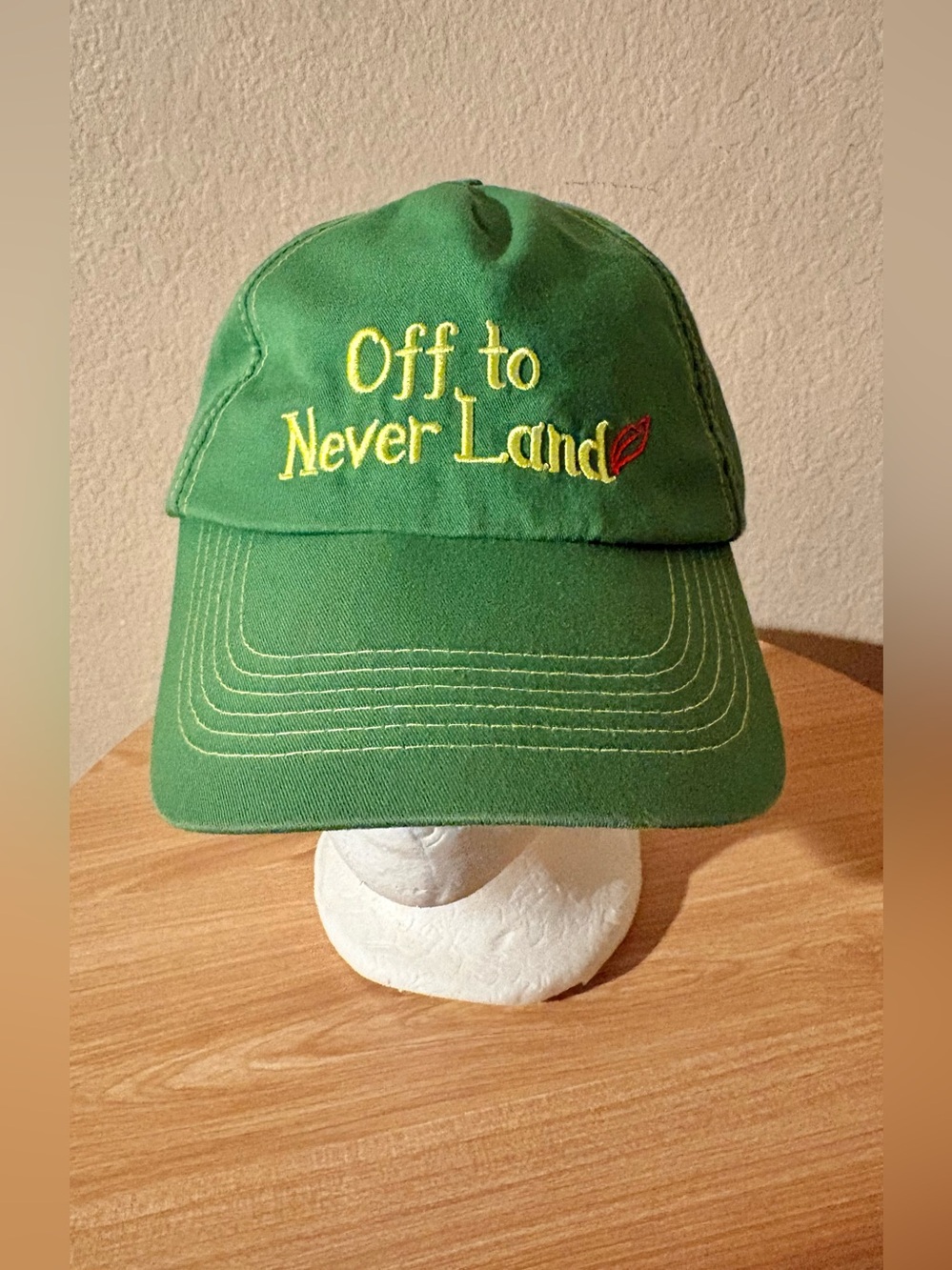 Disney Parks Off to Never Land Peter Pan Green Strapback Hat Cap Adult